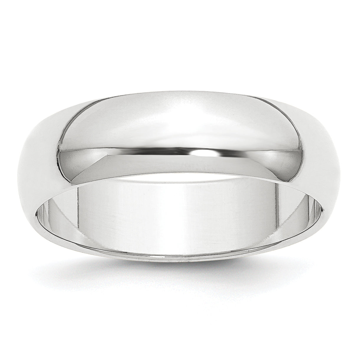 Platinum 6mm Half Round Featherweight Wedding Band Size 10.5