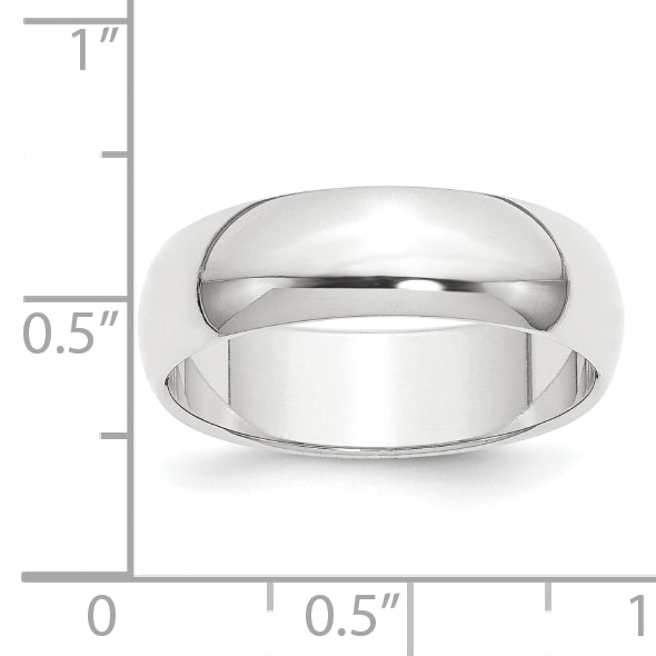 Platinum 8mm Half Round Featherweight Wedding Band Size 7