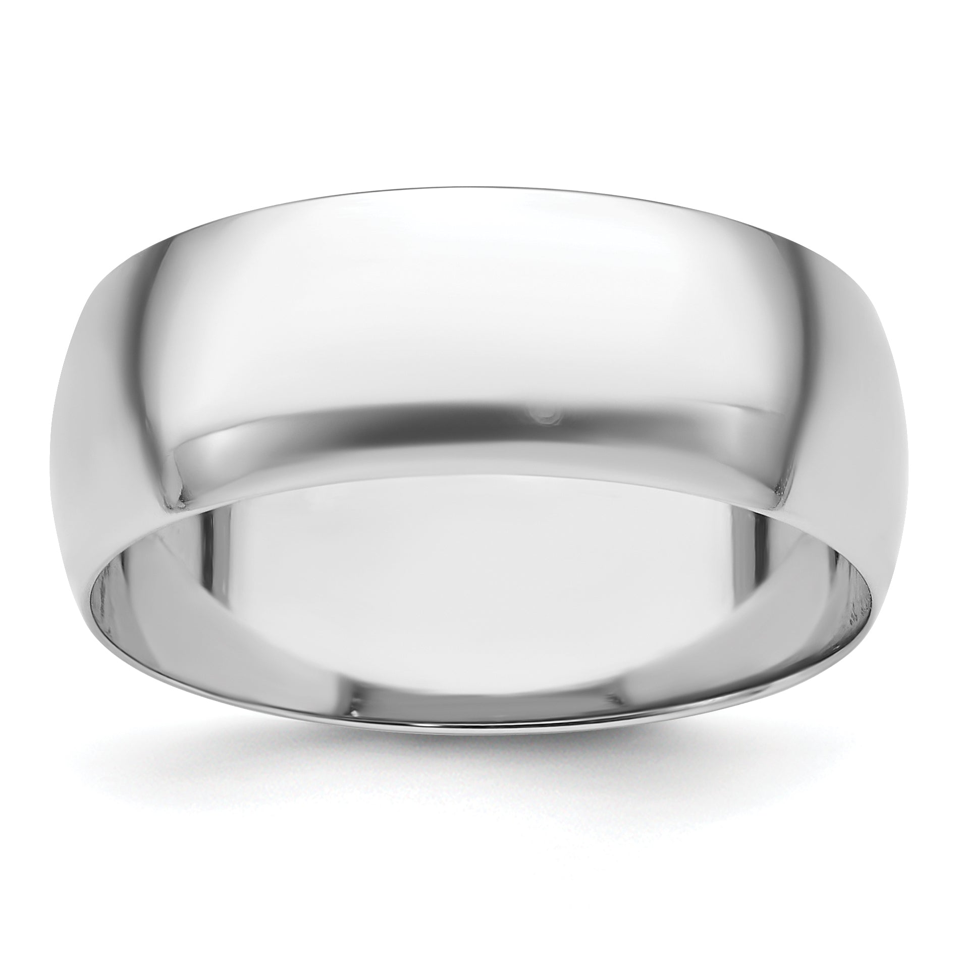 Platinum 8mm Half Round Featherweight Wedding Band Size 7