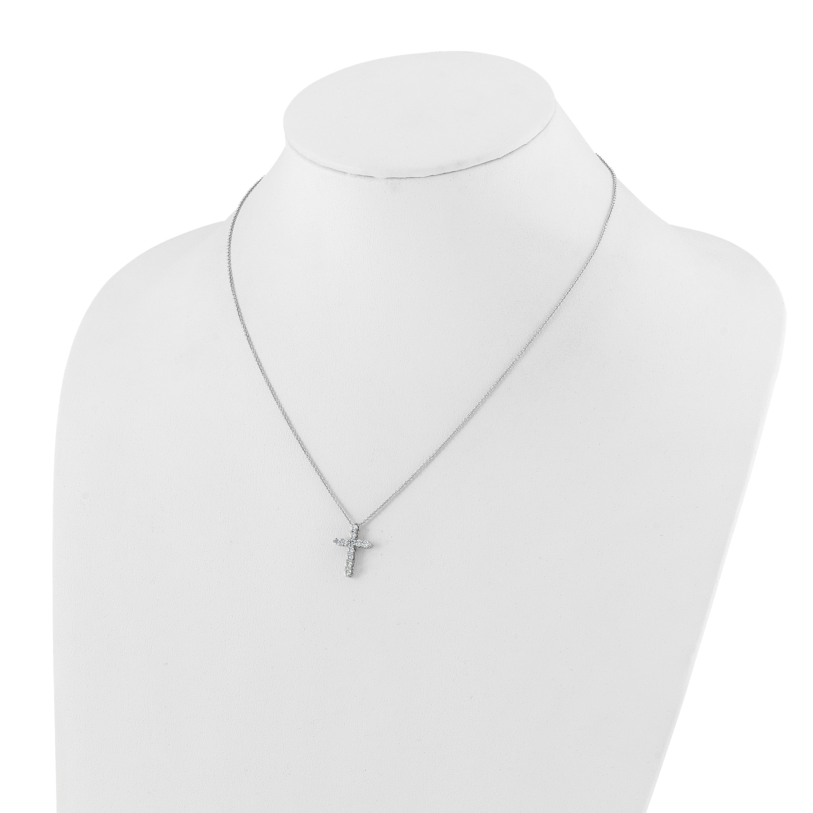 14k White Gold 1/2 carat Lab Grown Diamond VS/SI+ G+ Complete 18 inch Cross Pendant Necklace
