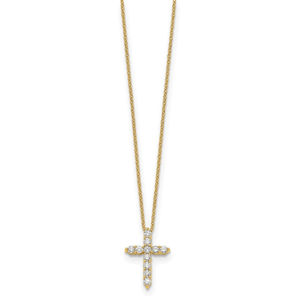 14K Lab Grown VS/SI FGH Dia Cross Pendant Necklace