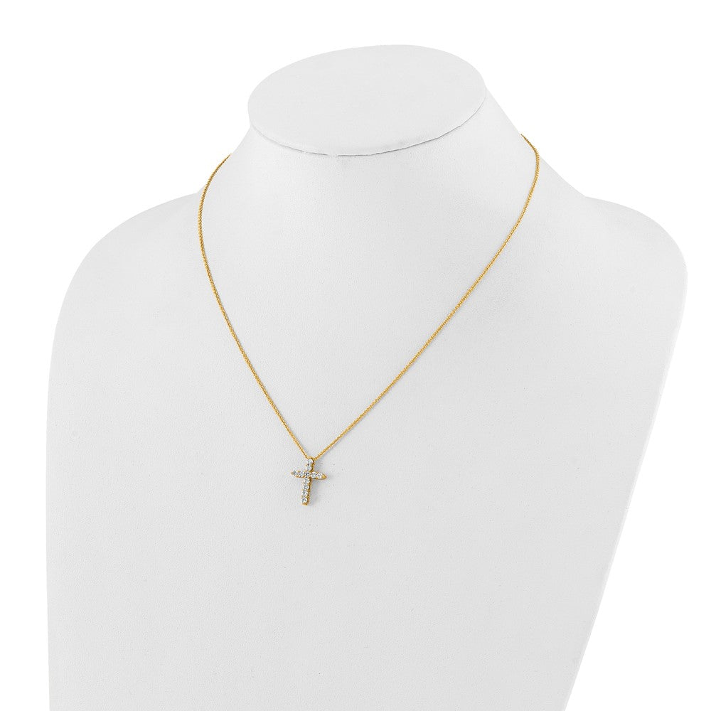 14K Lab Grown VS/SI FGH Dia Cross Pendant Necklace