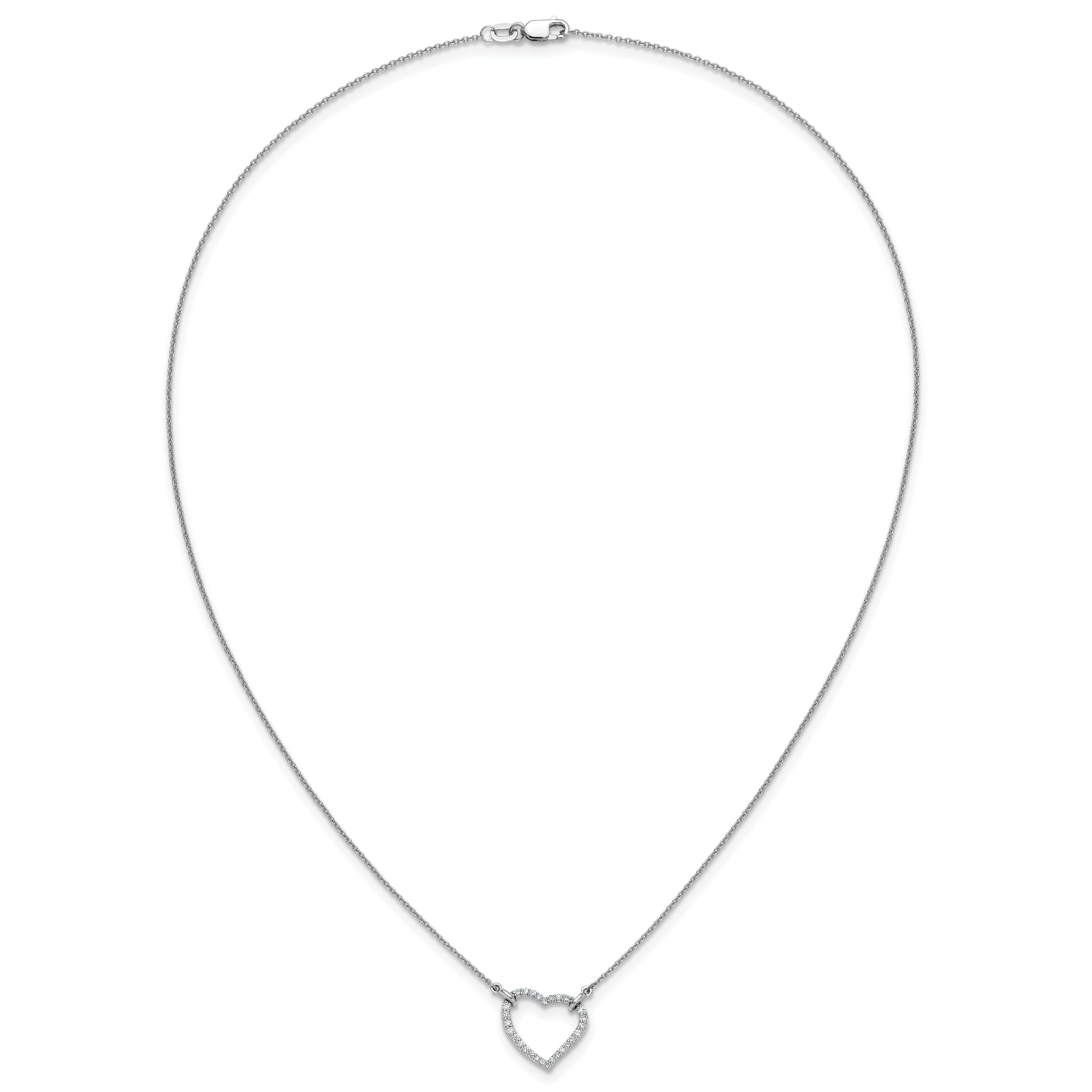 14k White Gold 1/5 carat Lab Grown Diamond VS/SI+ G+ Complete 18 inch Heart Necklace