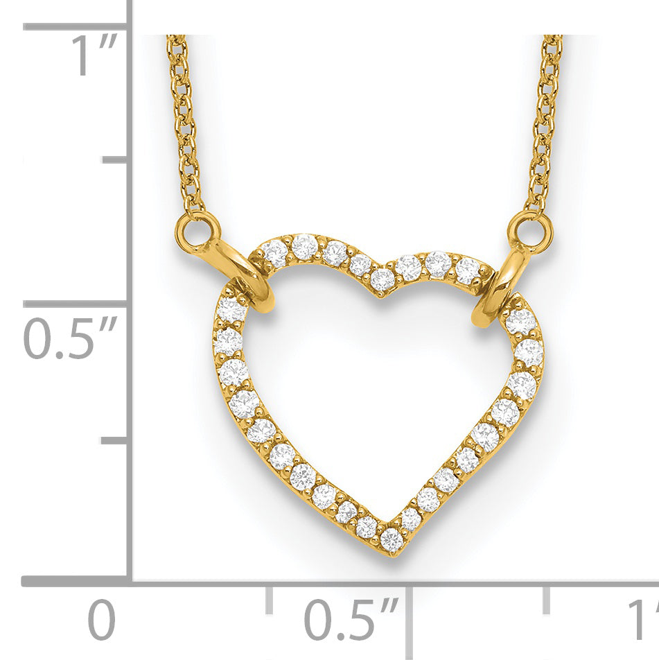 14k White Gold 1/5 carat Lab Grown Diamond VS/SI+ G+ Complete 18 inch Heart Necklace