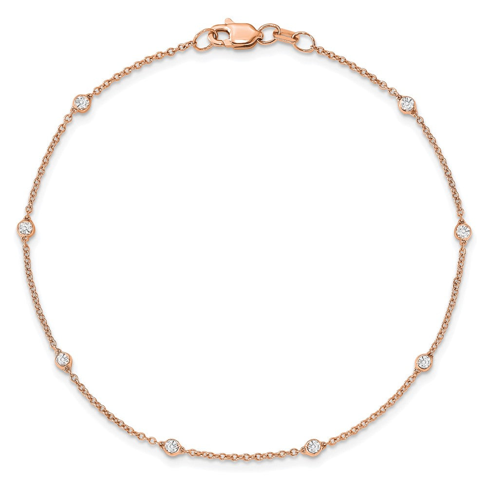 True Origin 14K Rose Gold 1/6 carat Lab Grown Diamond VS/SI D E F 7 Station 7 Inch Bracelet