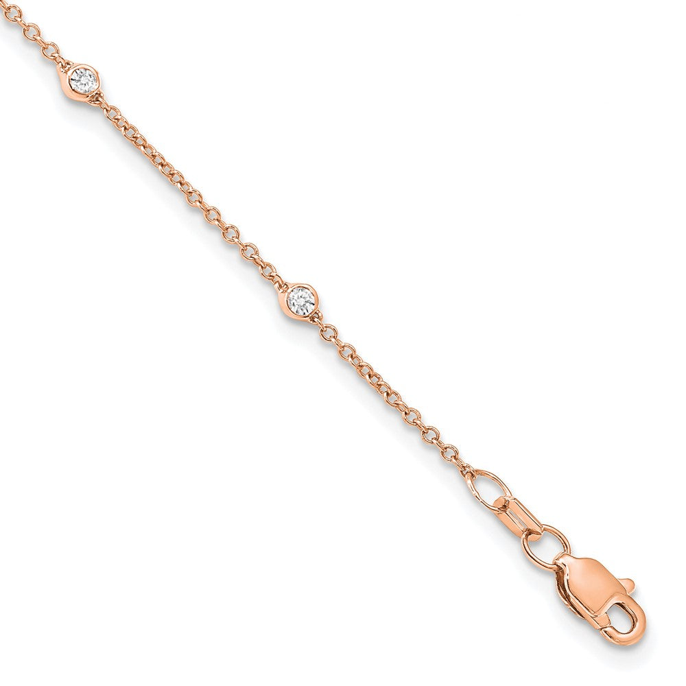 True Origin 14K Rose Gold 1/6 carat Lab Grown Diamond VS/SI D E F 7 Station 7 Inch Bracelet