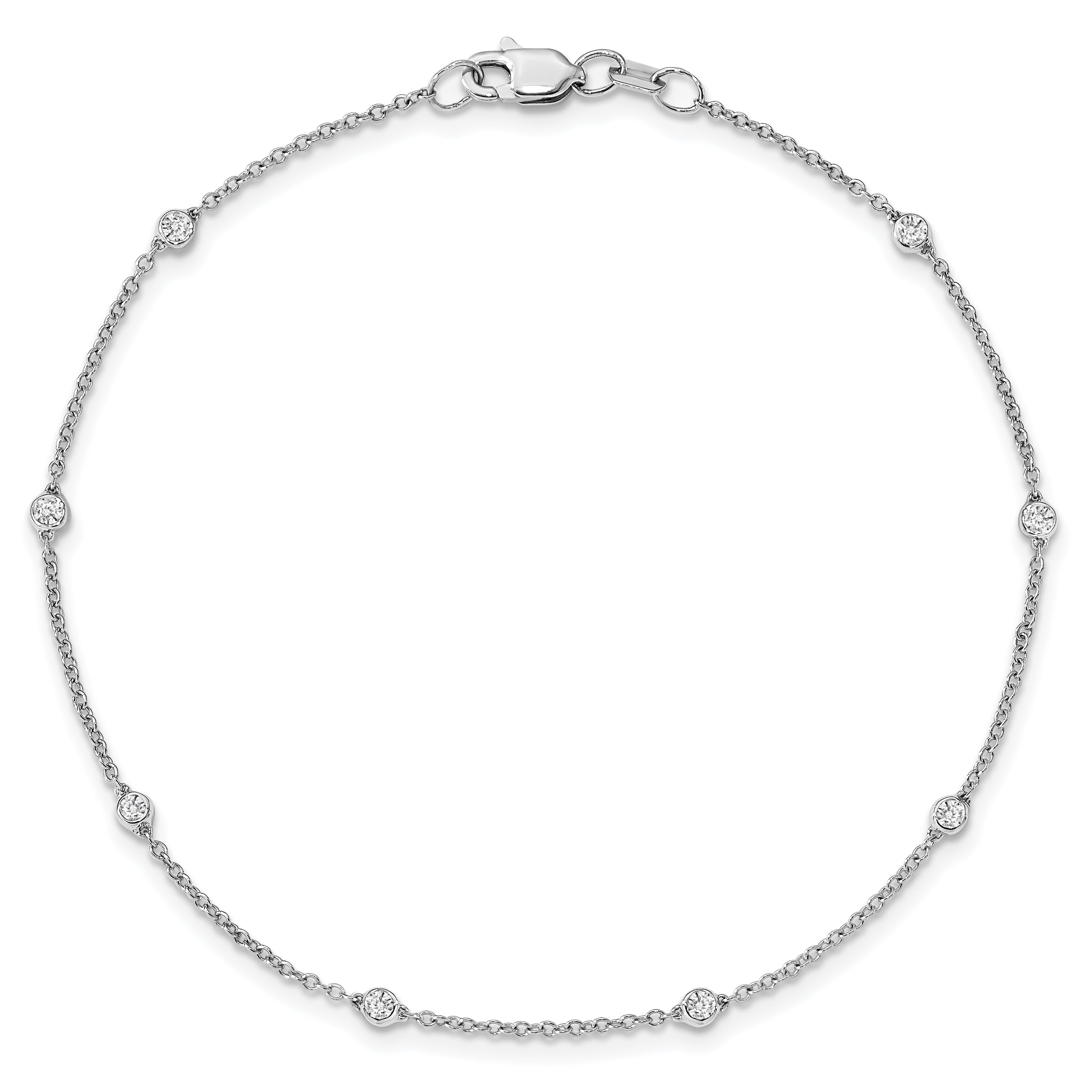 True Origin 14k White Gold 1/6 carat Lab Grown Diamond VS+ F+ Seven Station 7 inch Bracelet