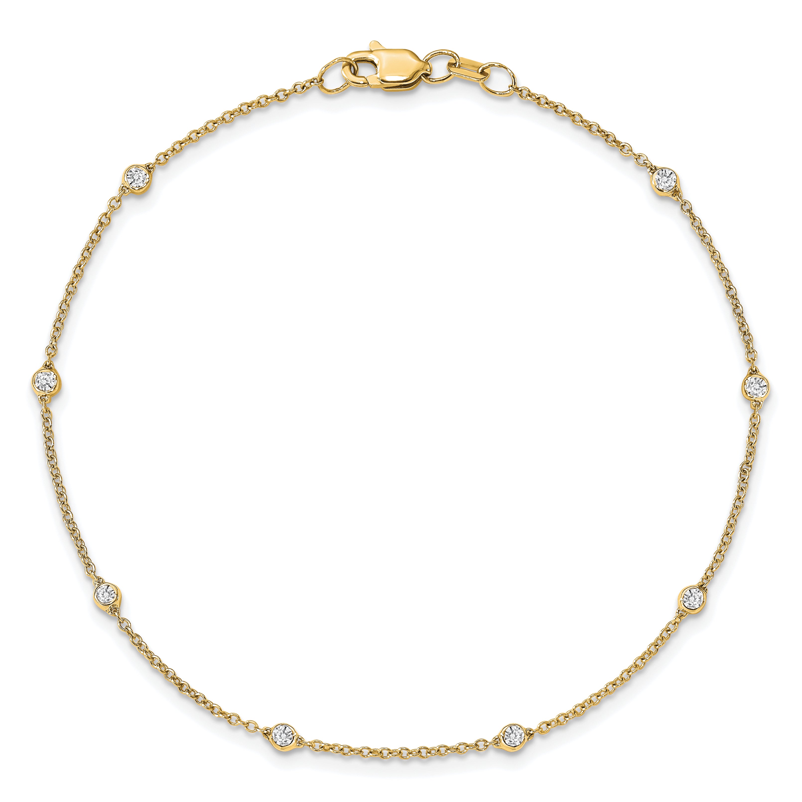 True Origin 14k White Gold 1/6 carat Lab Grown Diamond VS+ F+ Seven Station 7 inch Bracelet