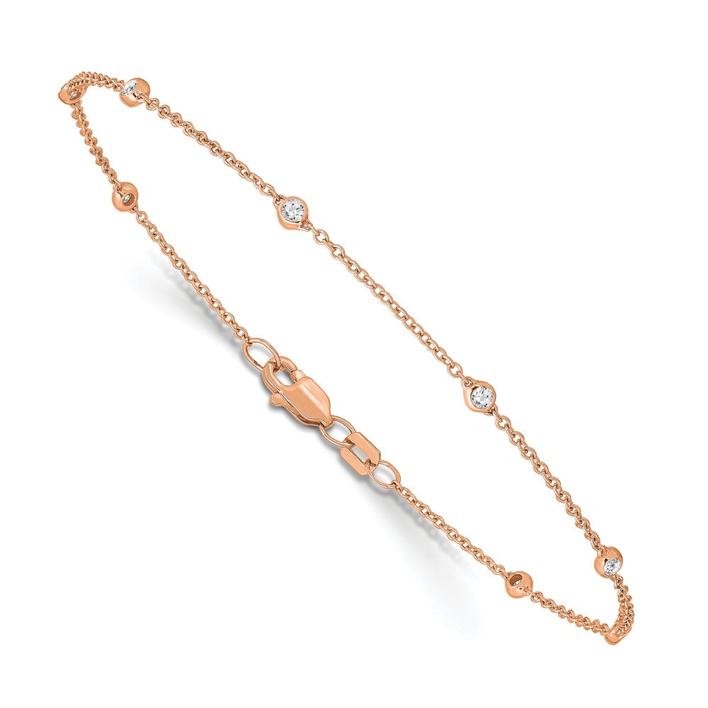 True Origin 14K Rose Gold 1/5 carat Lab Grown Diamond VS/SI D E F 9 Station 9 Inch Anklet