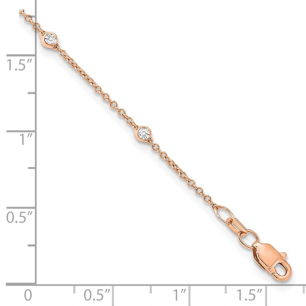 True Origin 14K Rose Gold 1/5 carat Lab Grown Diamond VS/SI D E F 9 Station 9 Inch Anklet