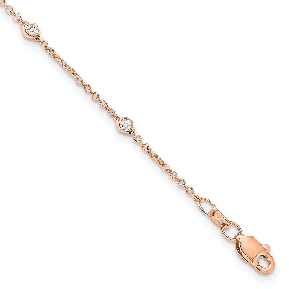 True Origin 14K Rose Gold 1/5 carat Lab Grown Diamond VS/SI D E F 9 Station 9 Inch Anklet