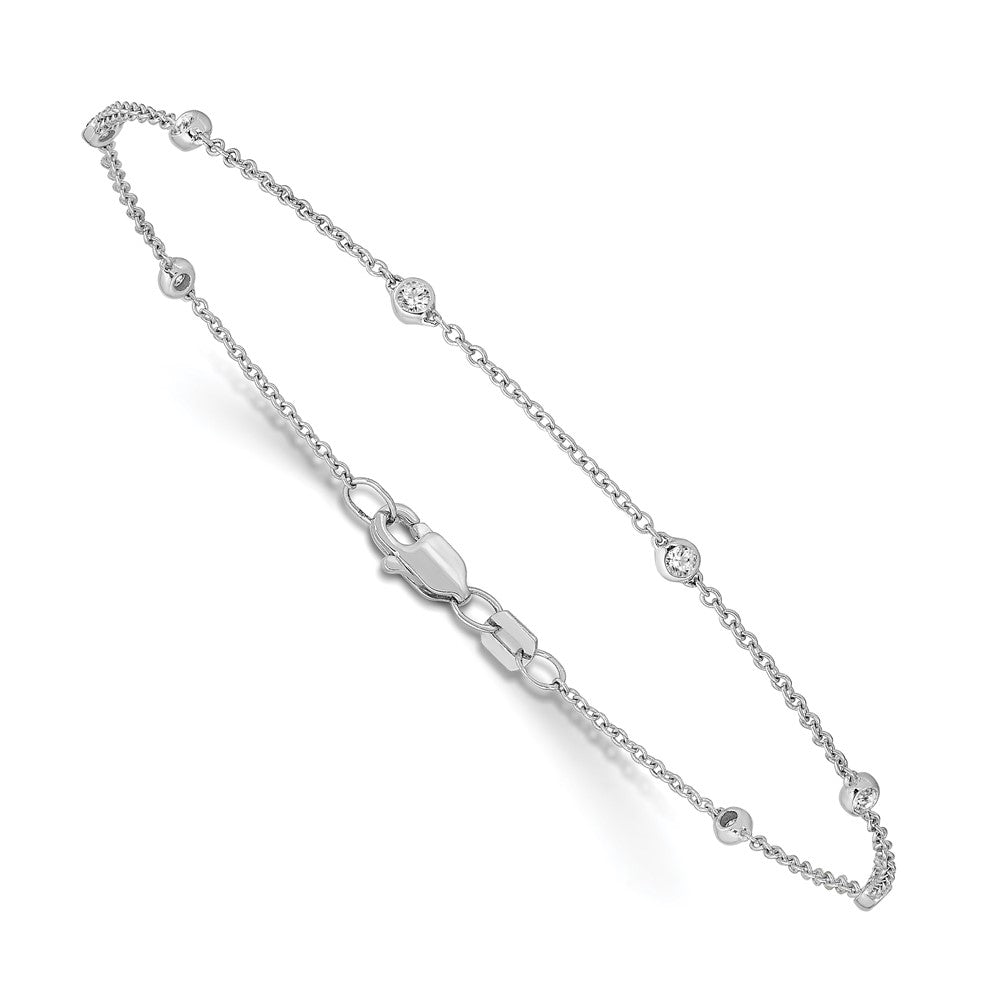 True Origin 14K White Gold 1/5 carat Lab Grown Diamond VS/SI D E F 9 Station 9 Inch Anklet