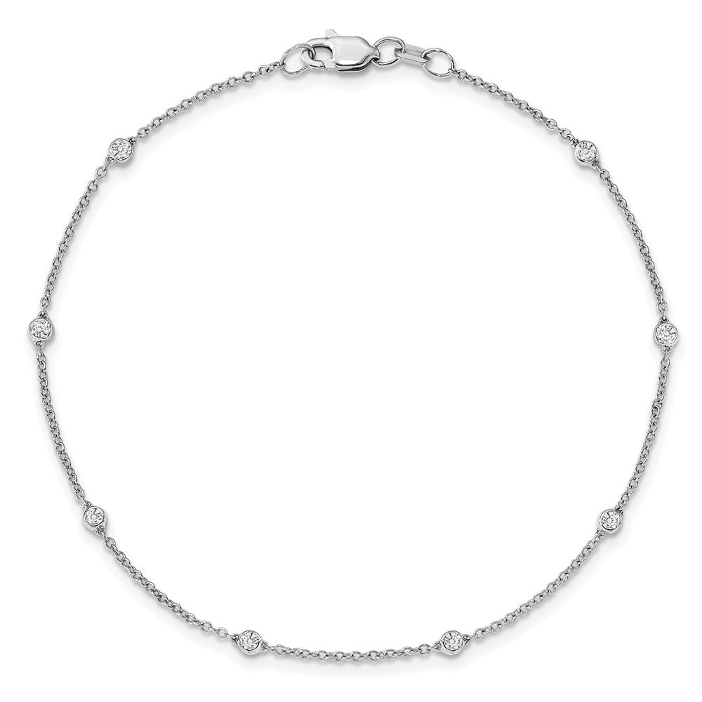 True Origin 14K White Gold 1/5 carat Lab Grown Diamond VS/SI D E F 9 Station 9 Inch Anklet