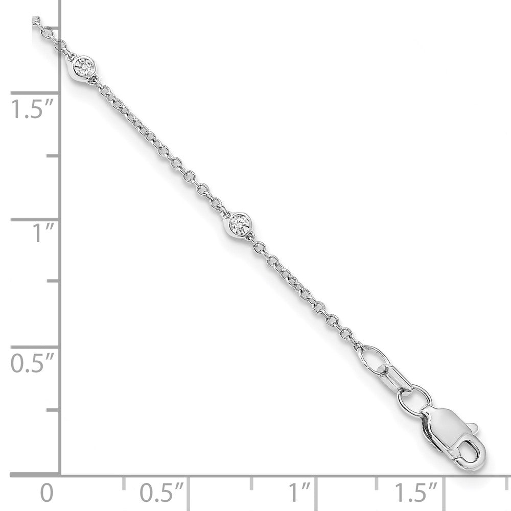 True Origin 14K White Gold 1/5 carat Lab Grown Diamond VS/SI D E F 9 Station 9 Inch Anklet