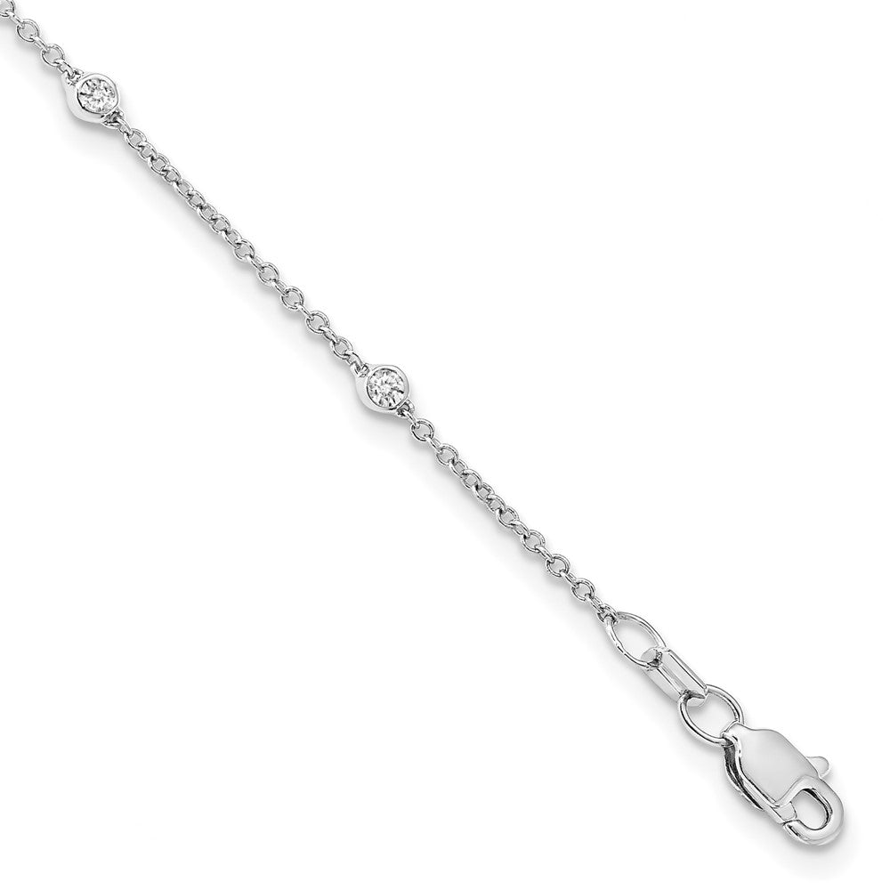 True Origin 14K White Gold 1/5 carat Lab Grown Diamond VS/SI D E F 9 Station 9 Inch Anklet