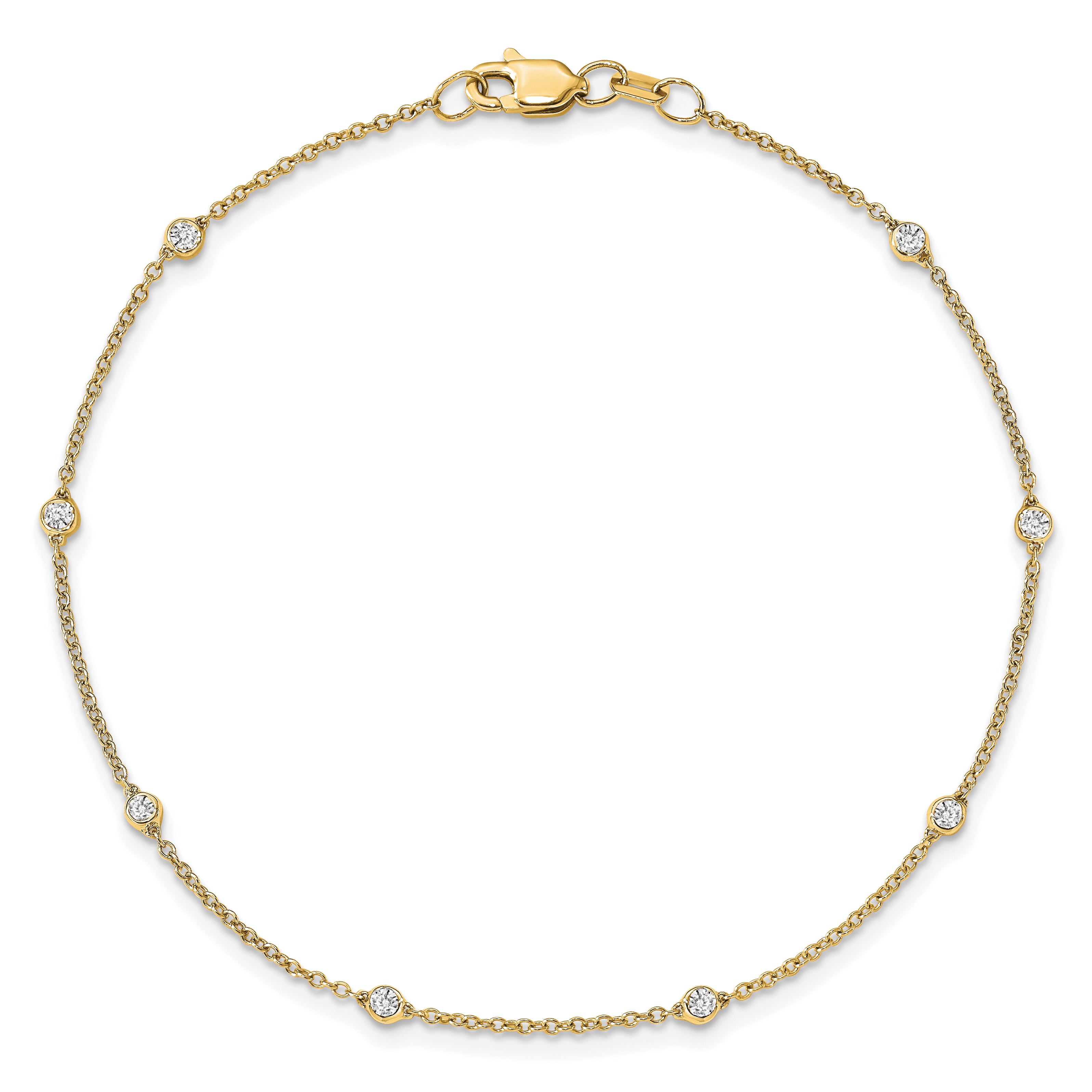 True Origin 14k White Gold 1/6 carat Lab Grown Diamond VS+ F+ Seven Station 7 inch Bracelet