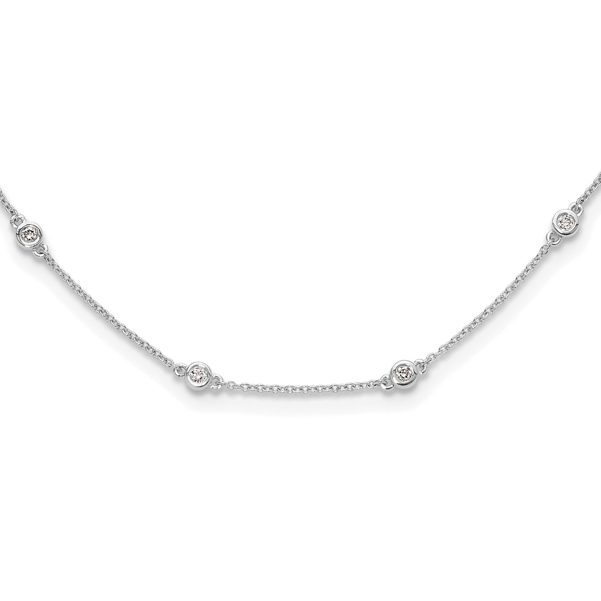 True Origin 14k White Gold 1/6 carat Lab Grown Diamond VS+ F+ Seven Station 7 inch Bracelet