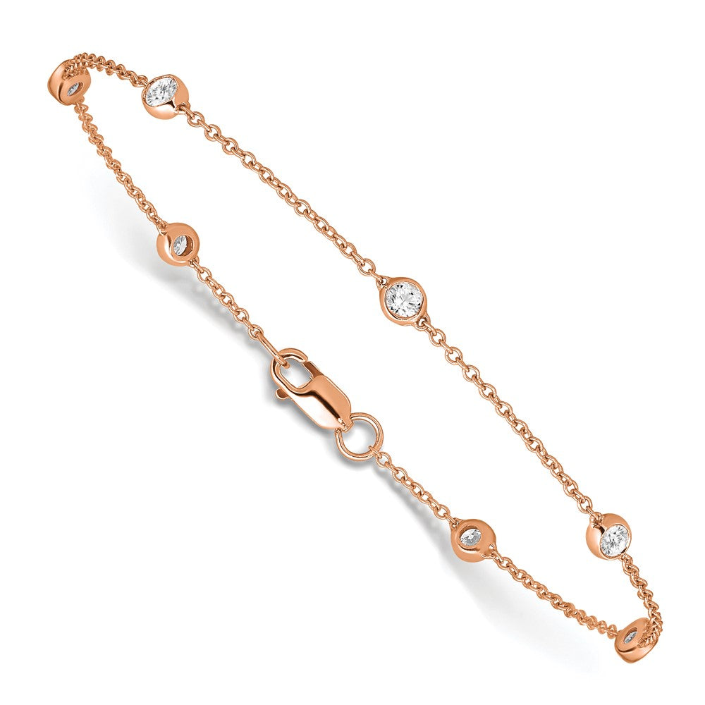 True Origin 14K Rose Gold 3/8 carat Lab Grown Diamond VS/SI D E F 7 Station 7 Inch Bracelet