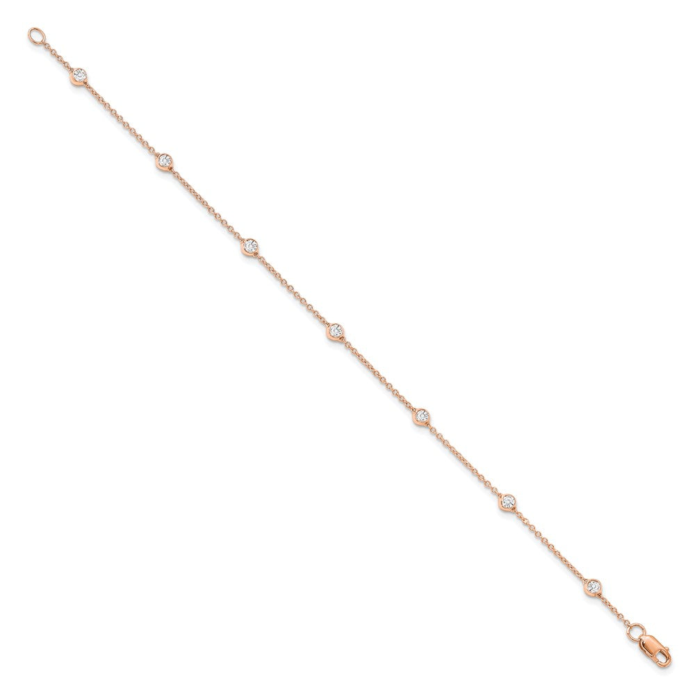 True Origin 14K Rose Gold 1/2 carat Lab Grown Diamond VS/SI D E F 8 Station 8 Inch Bracelet