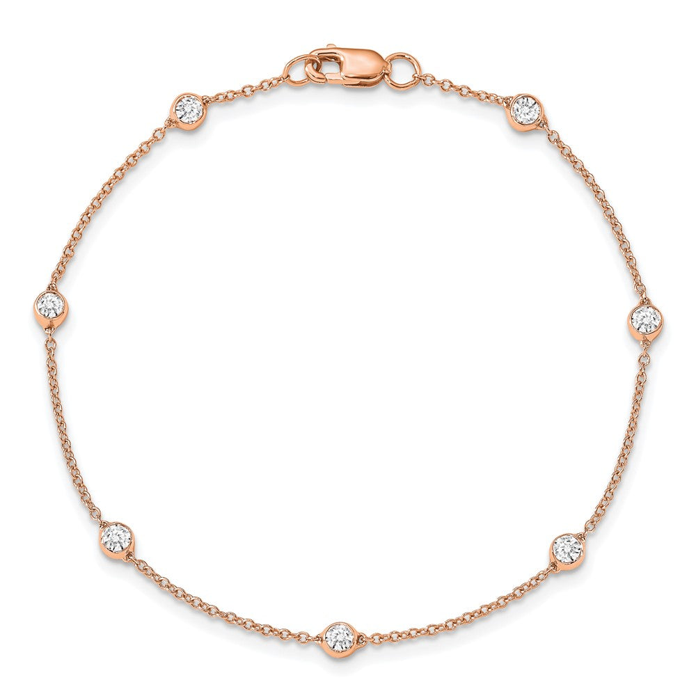 True Origin 14K Rose Gold 1/2 carat Lab Grown Diamond VS/SI D E F 8 Station 8 Inch Bracelet