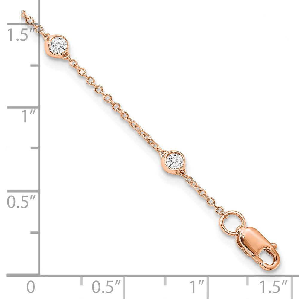 True Origin 14K Rose Gold 1/2 carat Lab Grown Diamond VS/SI D E F 8 Station 8 Inch Bracelet