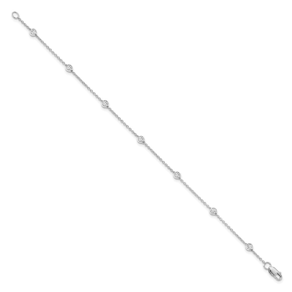 True Origin 14K White Gold 1/2 carat Lab Grown Diamond VS/SI D E F 9 Station 9 Inch Anklet