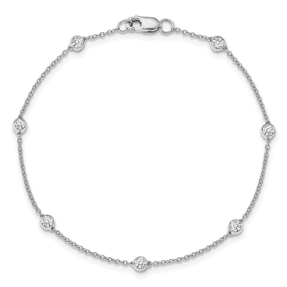 True Origin 14K White Gold 1/2 carat Lab Grown Diamond VS/SI D E F 9 Station 9 Inch Anklet