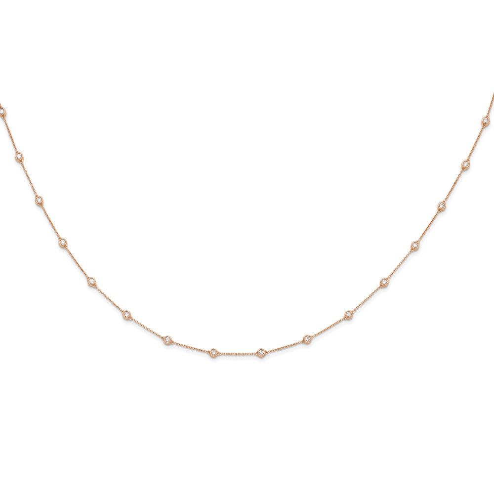 True Origin 14K Rose Gold 1 carat Lab Grown Diamond VS/SI D E F 16 Station 16 Inch Necklace