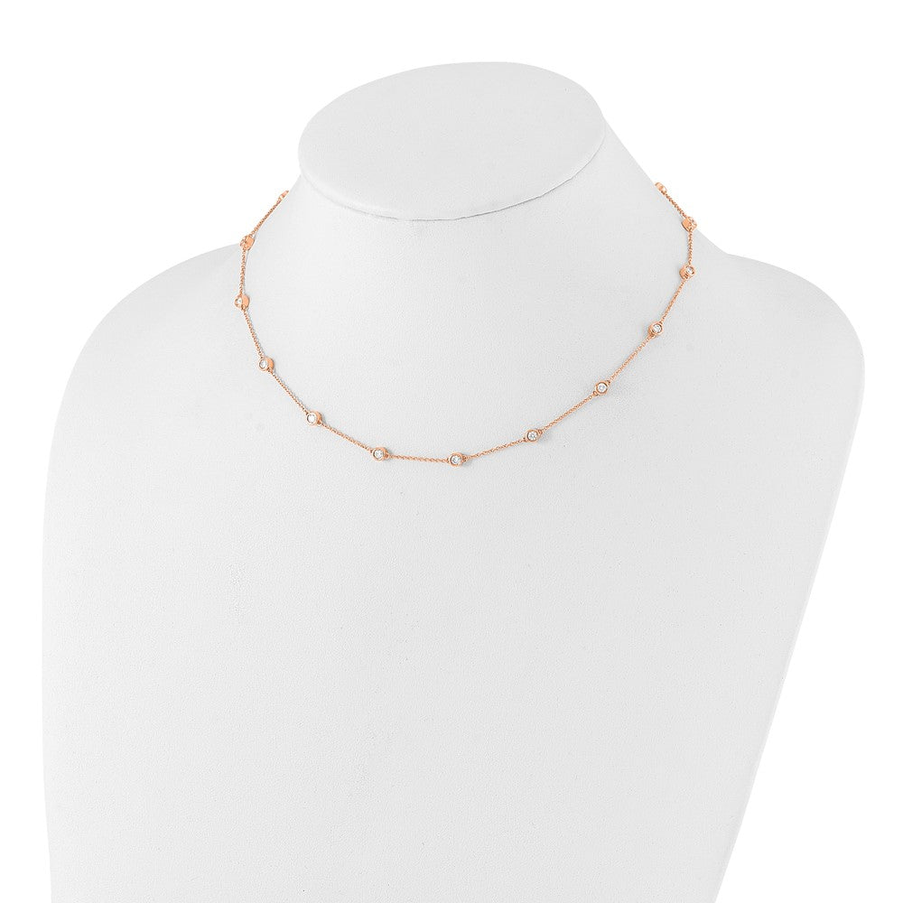 True Origin 14K Rose Gold 1 carat Lab Grown Diamond VS/SI D E F 16 Station 16 Inch Necklace