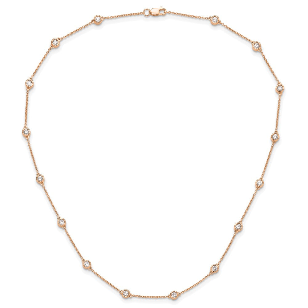 True Origin 14K Rose Gold 1 carat Lab Grown Diamond VS/SI D E F 16 Station 16 Inch Necklace