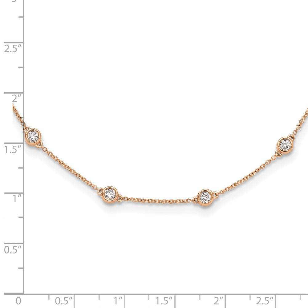 True Origin 14K Rose Gold 1 carat Lab Grown Diamond VS/SI D E F 16 Station 16 Inch Necklace