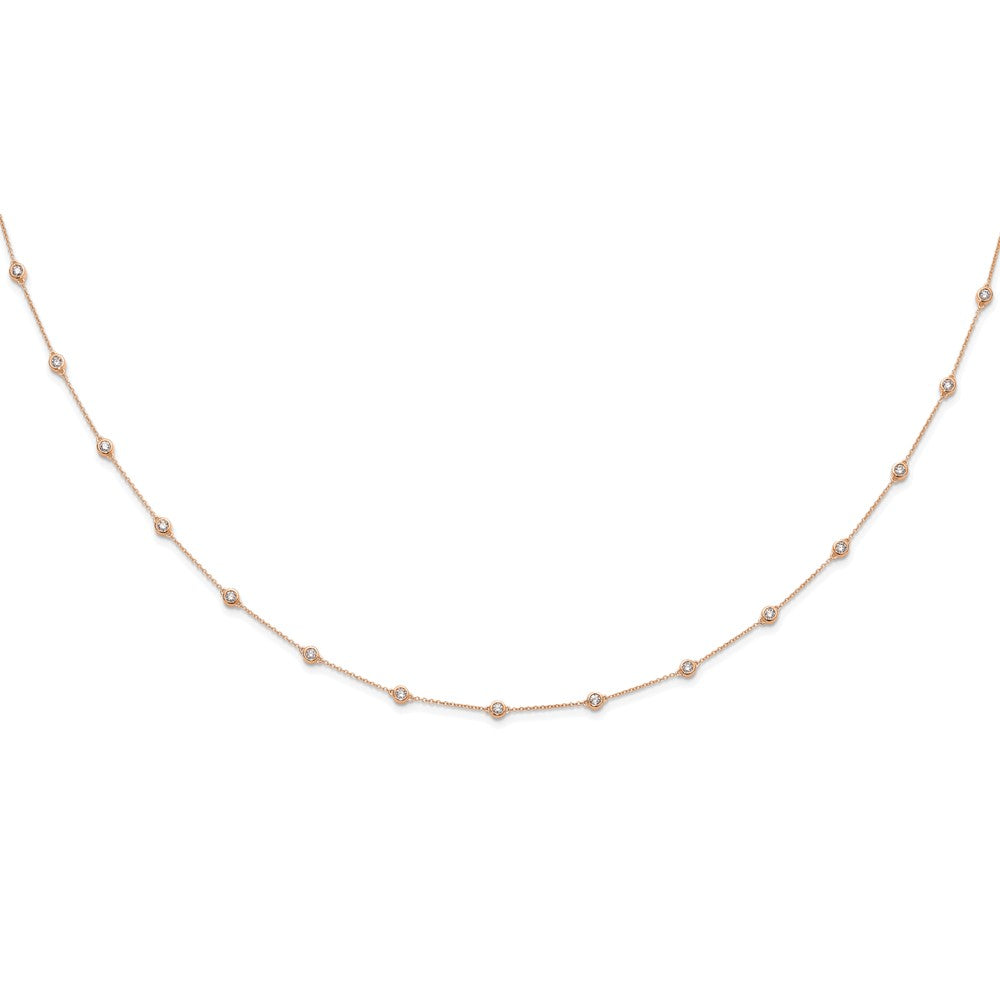 True Origin 14K Rose Gold 1 1/8 carat Lab Grown Diamond VS/SI D E F 18 Station 18 Inch Necklace