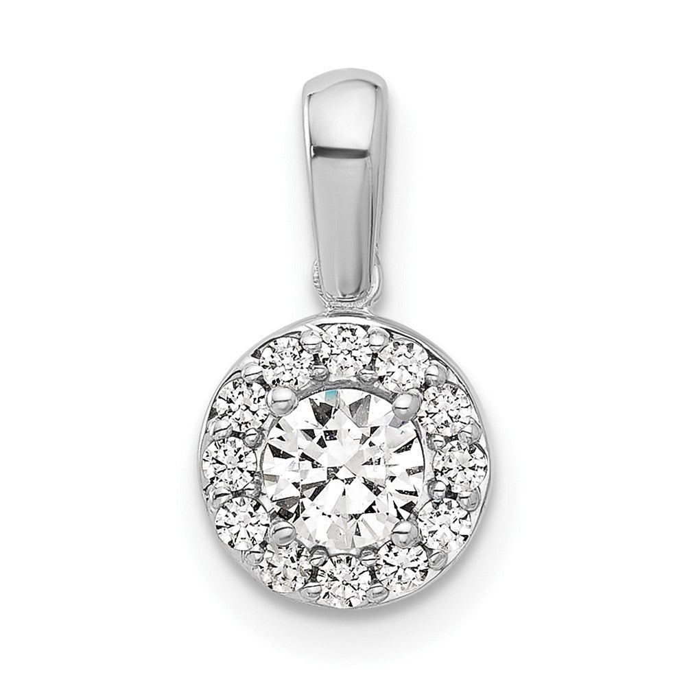 14K White Gold Lab Grown Diamond VS/SI FGH Round Halo Pendant