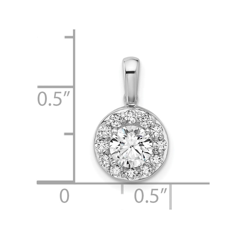 14K White Gold Lab Grown Diamond VS/SI FGH Round Halo Pendant