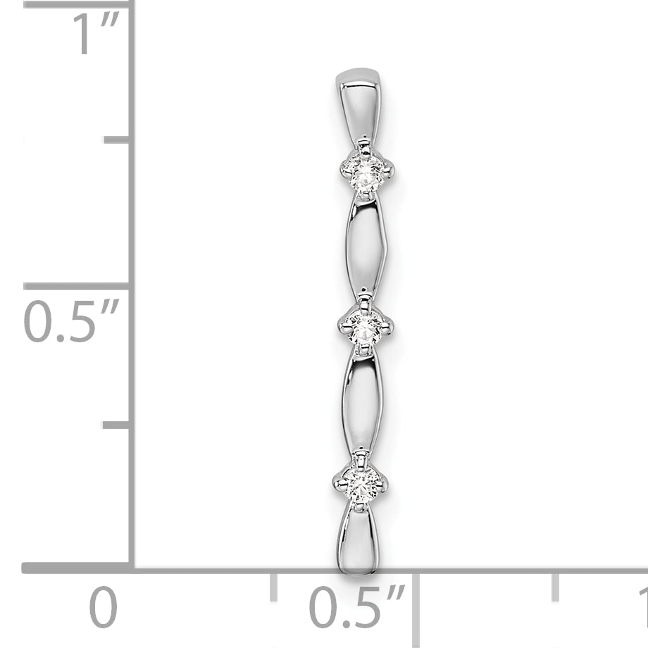 14k White Gold 1/20 carat Lab Grown Diamond VS/SI+ G+ Fashion Bar Chain Slide Pendant