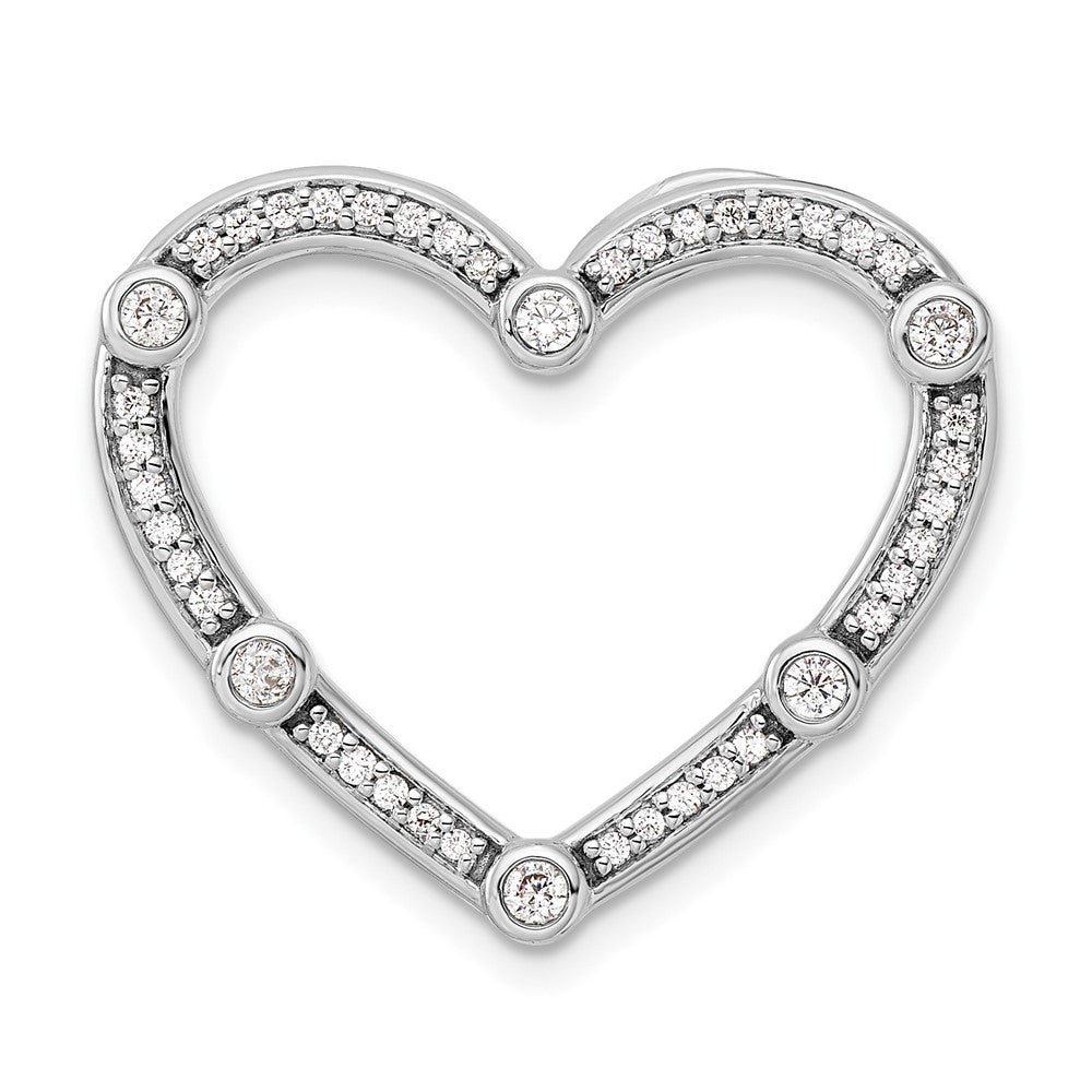 14K White Gold Lab Grown VS/SI FGH Dia Open Heart Chain Slide
