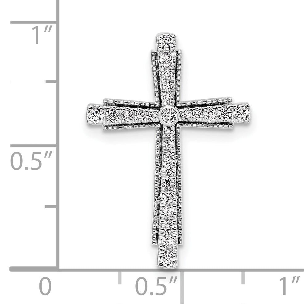 14k White Gold 1/4 carat Lab Grown Diamond VS/SI+ G+ Complete Cross Chain Slide Pendant