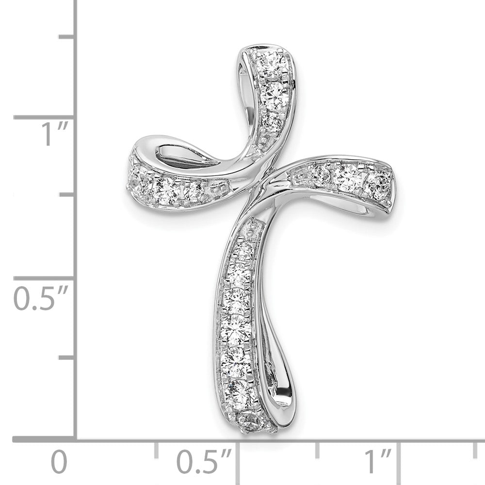14K White Gold Lab Grown Diamond VS/SI FGH Cross Chain Slide
