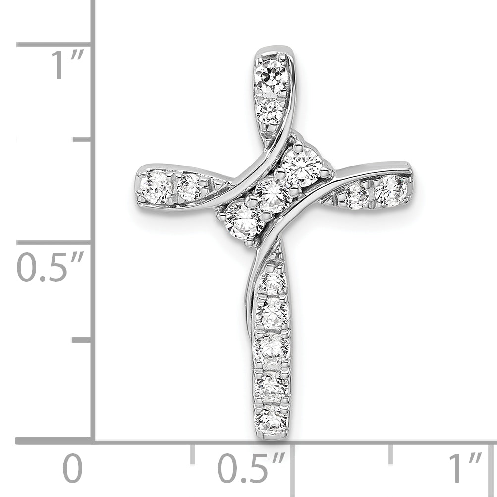 14k White Gold 1/2 carat Lab Grown Diamond VS/SI+ G+ Complete Cross Chain Slide Pendant