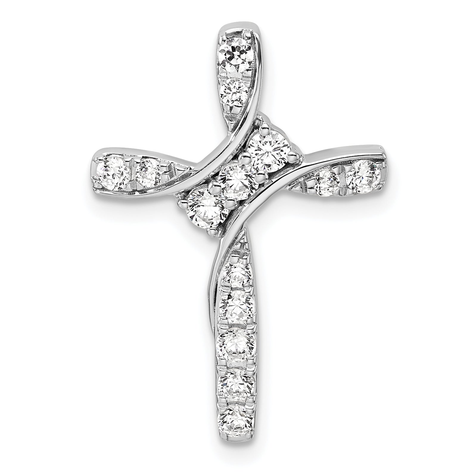 14k White Gold 1/2 carat Lab Grown Diamond VS/SI+ G+ Complete Cross Chain Slide Pendant