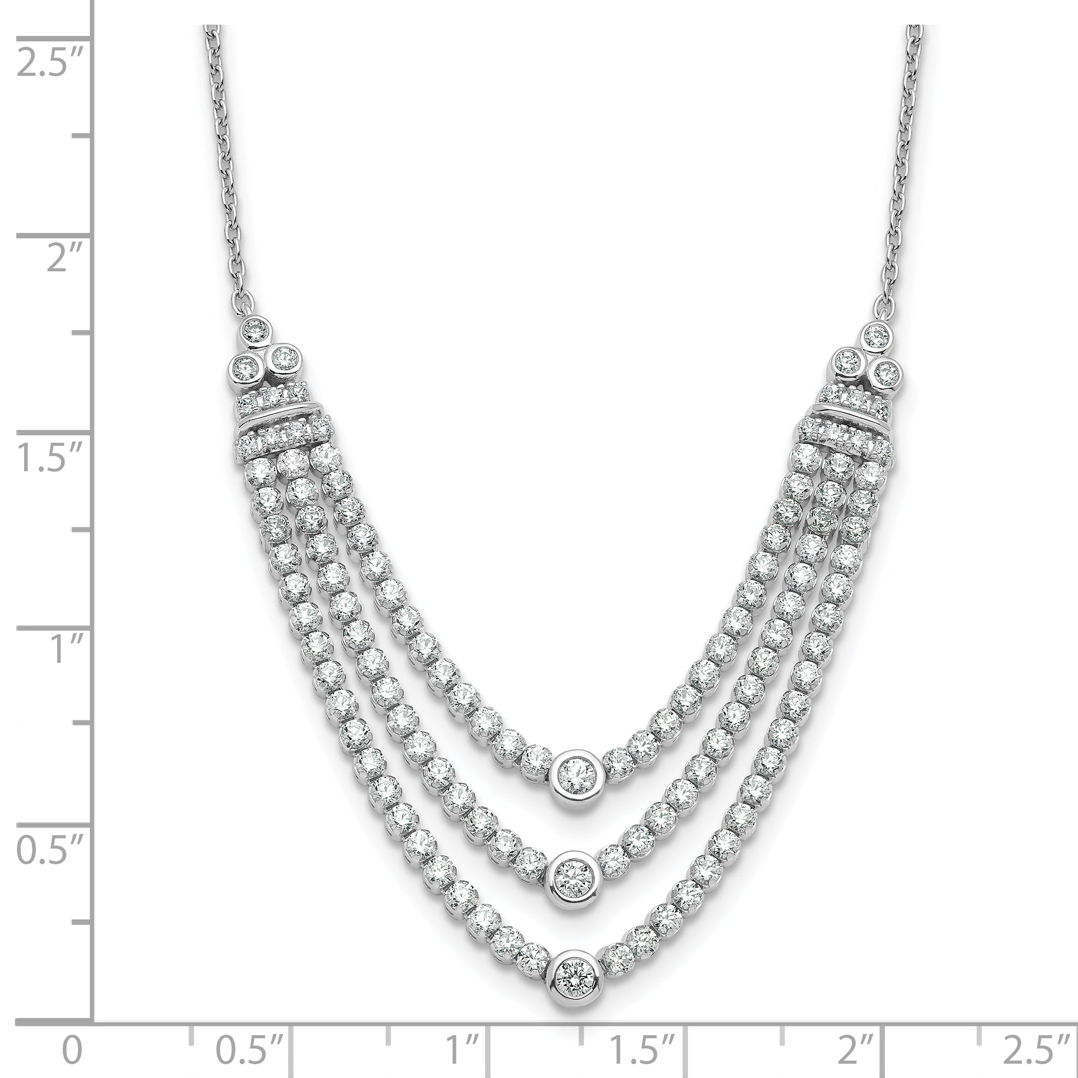 14k White Gold 2 3/4 carat Lab Grown Diamond VS/SI+ G+ 18 inch Triple Layer Necklace
