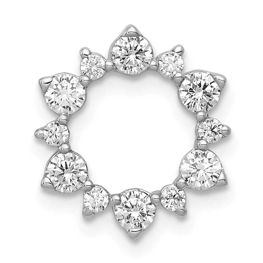 14k White Gold 1/2 carat Lab Grown Diamond VS/SI+ G+ Complete Fashion Circle Chain Slide Pendant