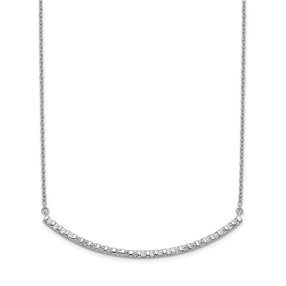 14K White Gold Lab Grown Diamond VS/SI FGH Curved Bar Necklace