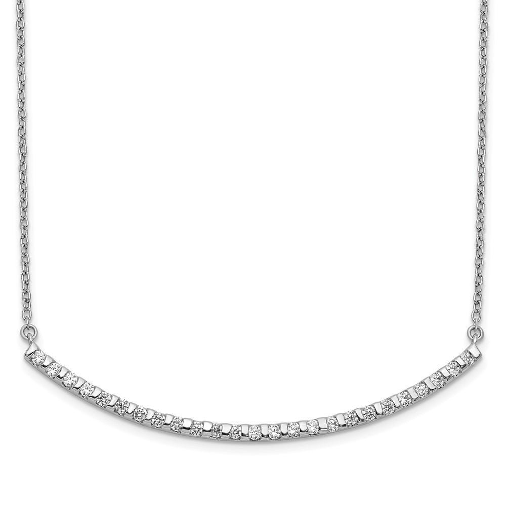 14K White Gold Lab Grown Diamond VS/SI FGH Curved Bar Necklace