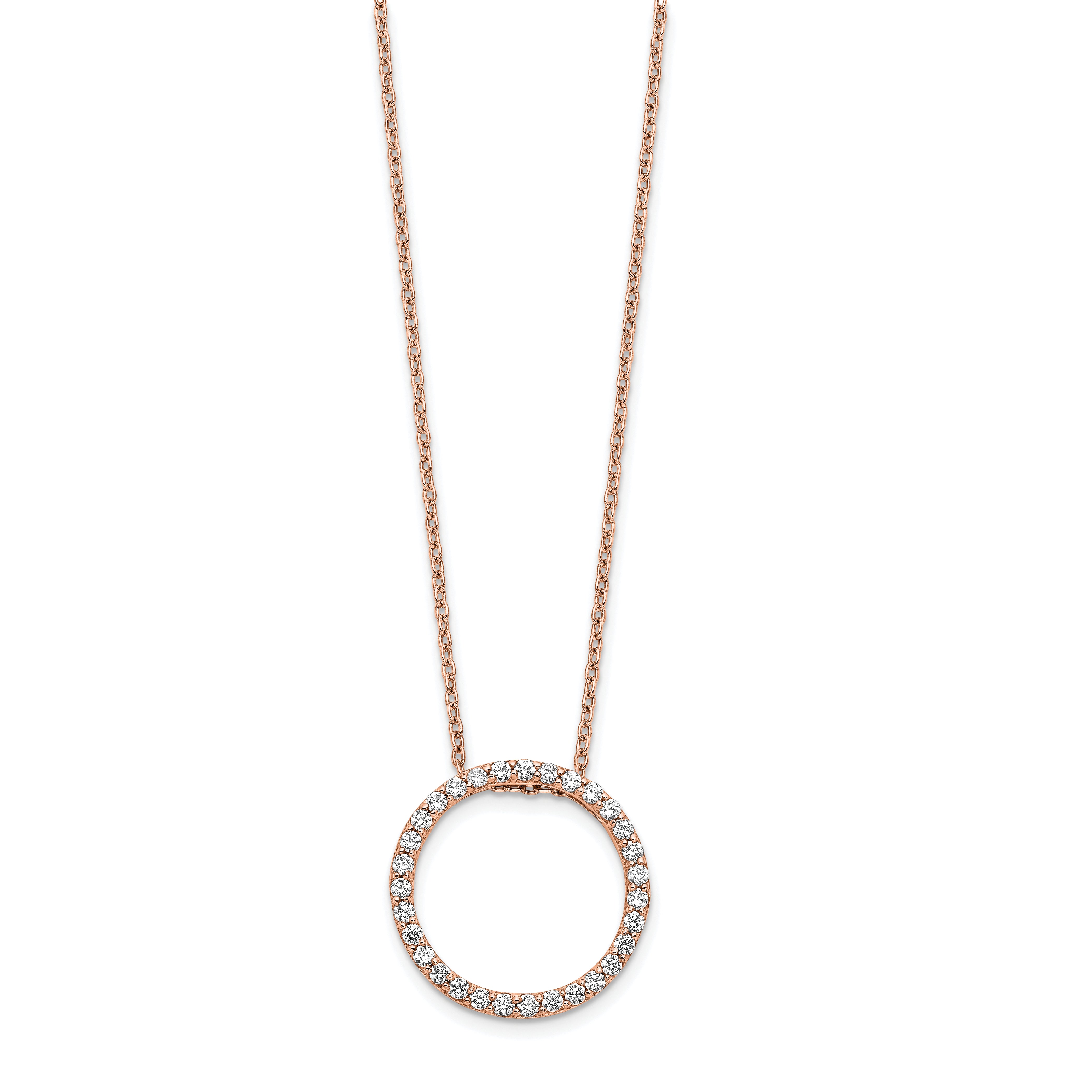 14k Rose Gold 1/2 carat Lab Grown Diamond VS/SI+ G+ 18 inch Round Pendant Necklace