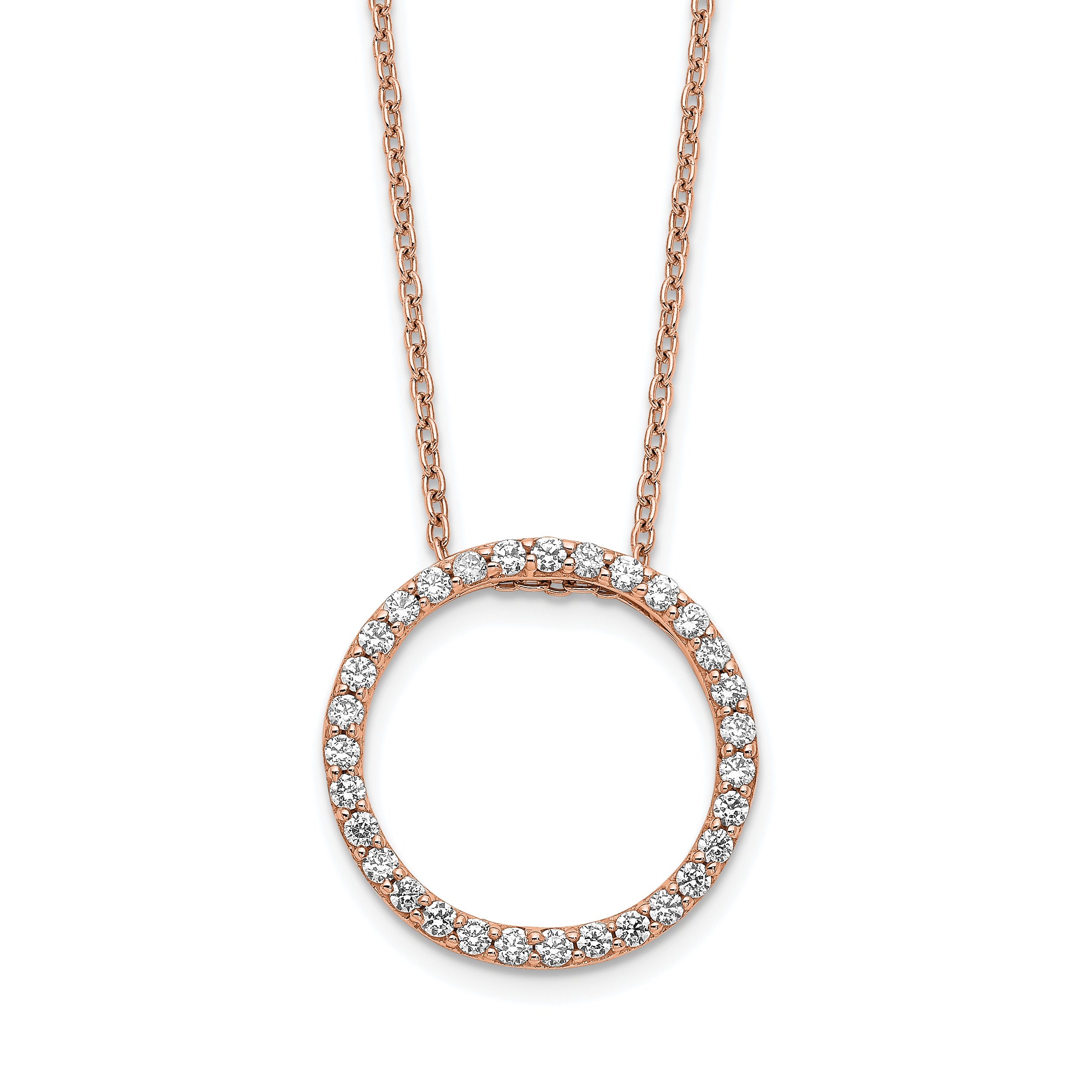 14k Rose Gold 1/2 carat Lab Grown Diamond VS/SI+ G+ 18 inch Round Pendant Necklace