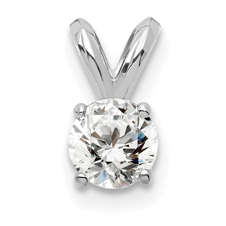14k White Gold 1/4 carat Lab Grown Diamond VS/SI+ G+ Round Complete Four Prong Solitaire Pendant