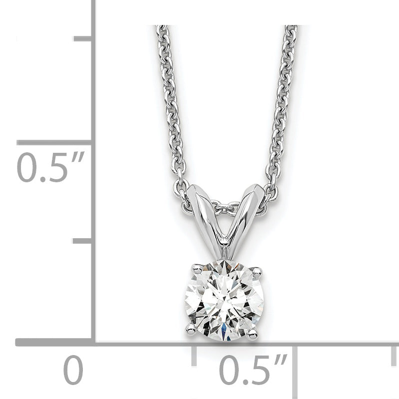 14k White Gold 1/4 carat Lab Grown Diamond VS/SI+ G+ Round Complete Four Prong Solitaire Pendant