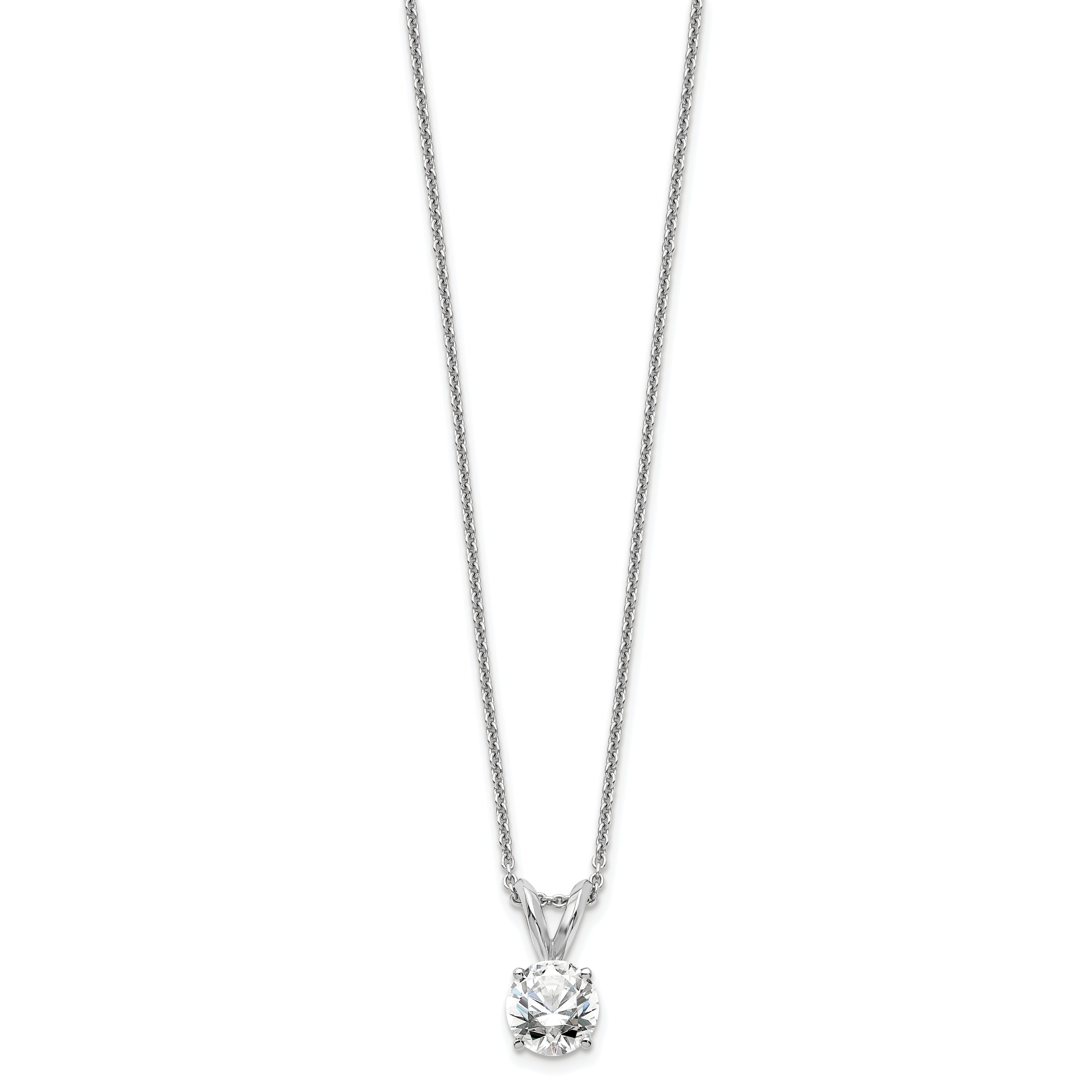 14k White Gold 1/4 carat Lab Grown Diamond VS/SI+ G+ Round Complete Four Prong Solitaire Pendant