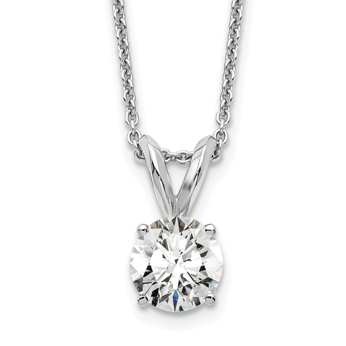 14k White Gold 1/4 carat Lab Grown Diamond VS/SI+ G+ Round Complete Four Prong Solitaire Pendant